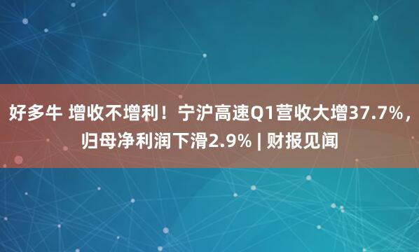 好多牛 增收不增利！宁沪高速Q1营收大增37.7%，归母净利润下滑2.9% | 财报见闻