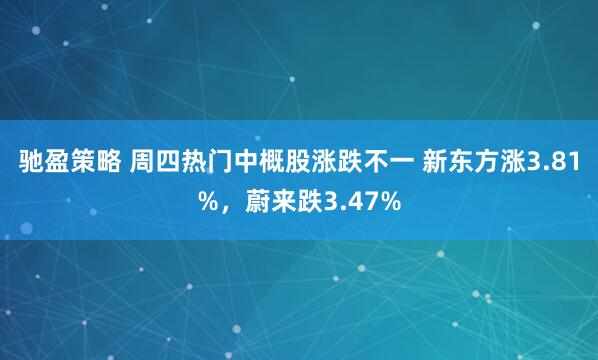 驰盈策略 周四热门中概股涨跌不一 新东方涨3.81%，蔚来跌3.47%