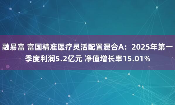 融易富 富国精准医疗灵活配置混合A：2025年第一季度利润5.2亿元 净值增长率15.01%